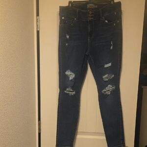 Torrid High Rise Ripped Blue Jeans